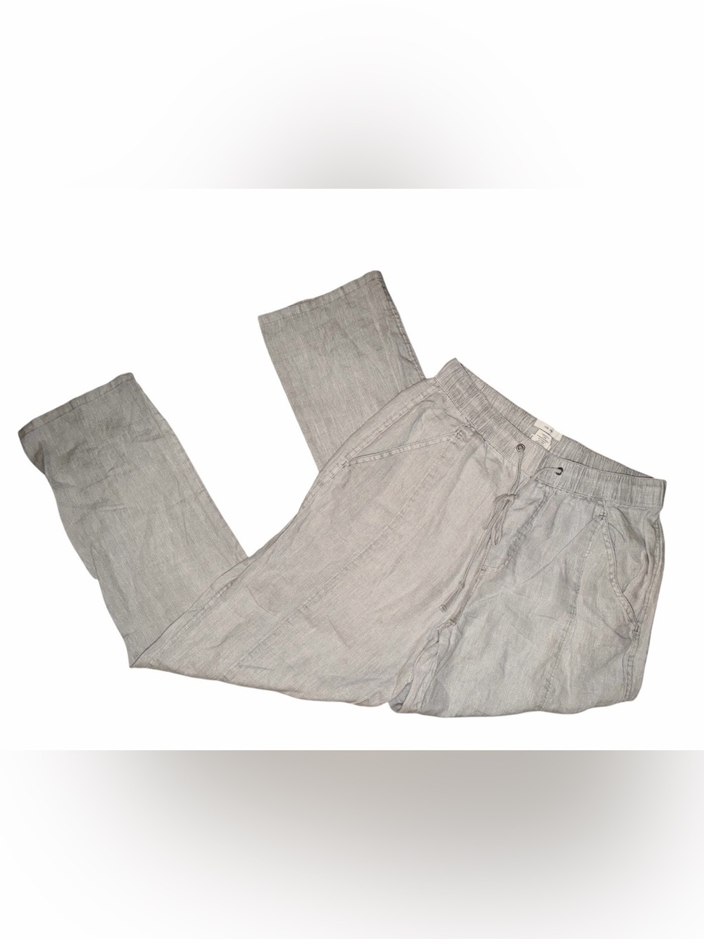 100% Linen Pants Nicole Miller Women’s Size Small Light Gray Coastal Grandma